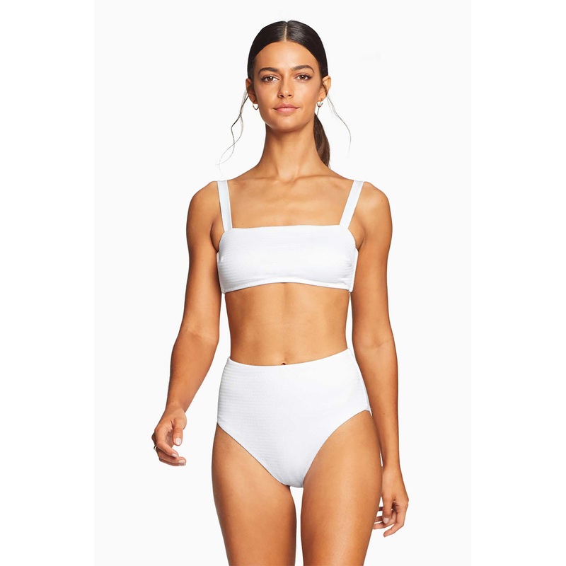 Barcelona High Waist Full Cut Bottom - White EcoTex