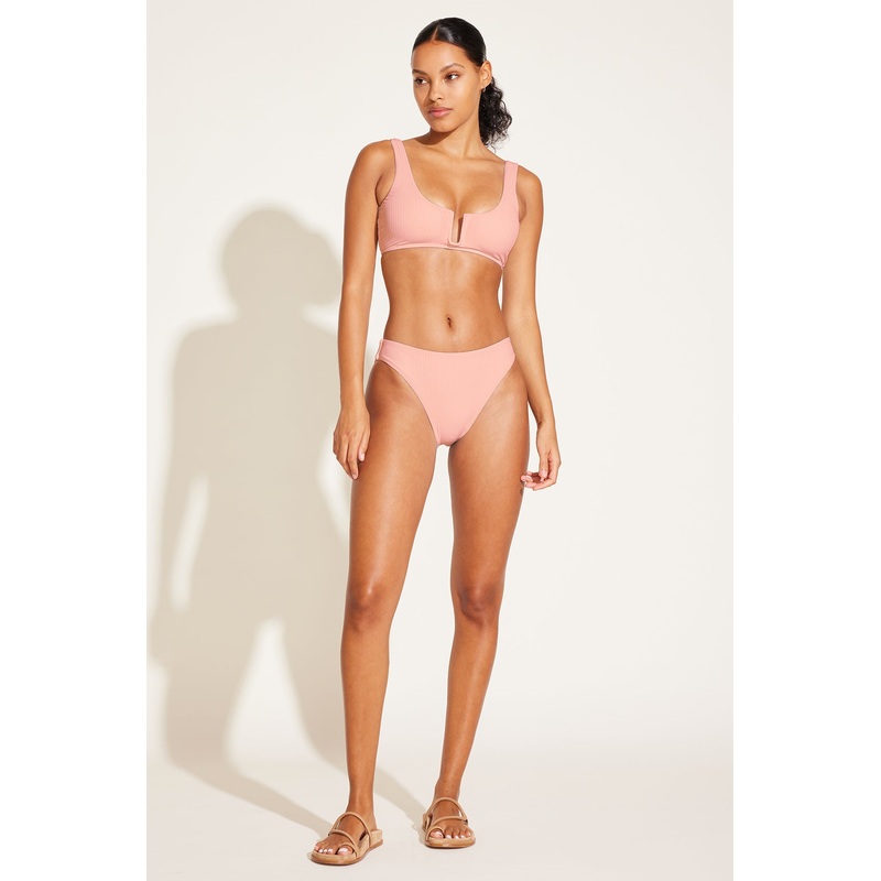 Cali High Leg Full Bottom - Pink Coral EcoRib