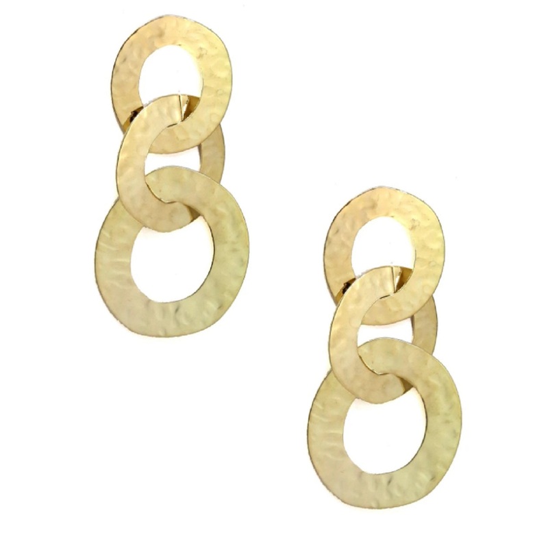 FINAL SALE Ettika Interlocking Textured Circle Drop 18k Gold Plated Earrings