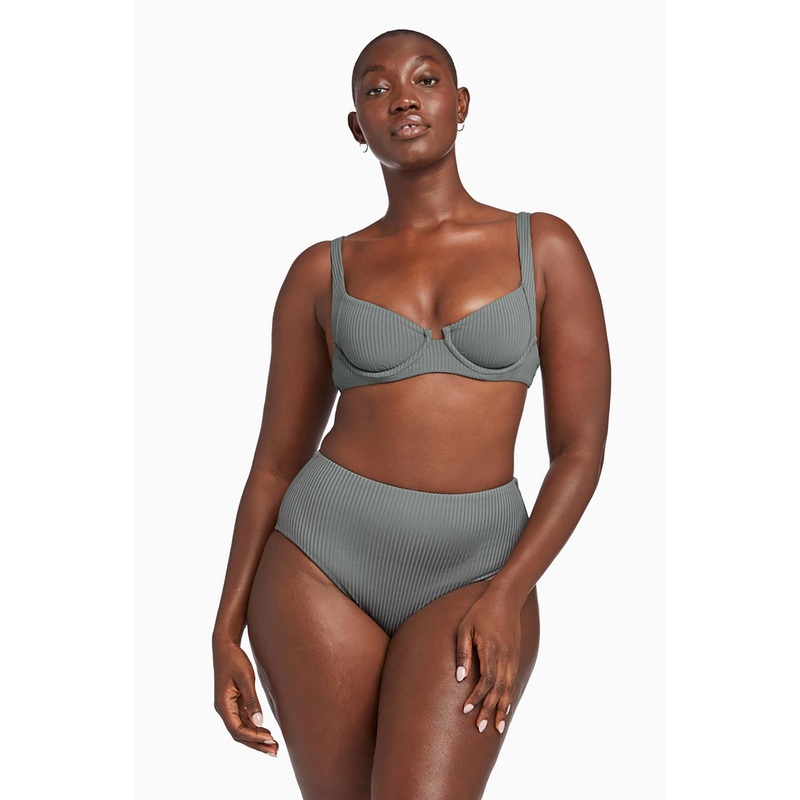 Barcelona High Waist Full Cut Bottom - Sea Green EcoRib