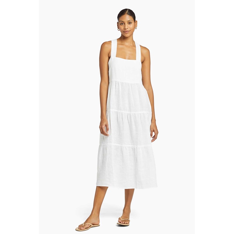 Canyon Linen Midi Dress - White EcoLinen