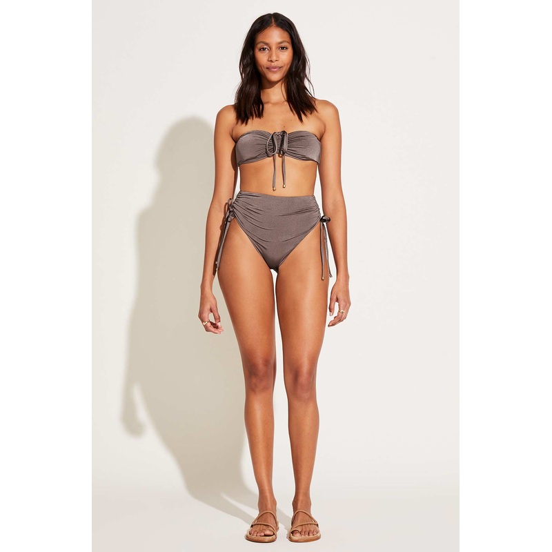 Gemma Ruched High Waist Bottom - Mineral Shimmer EcoLux