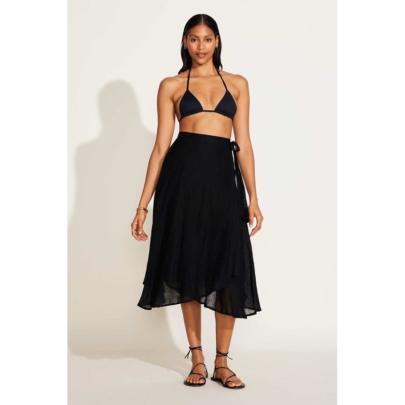 Lana Linen Wrap Skirt - Black EcoLinen