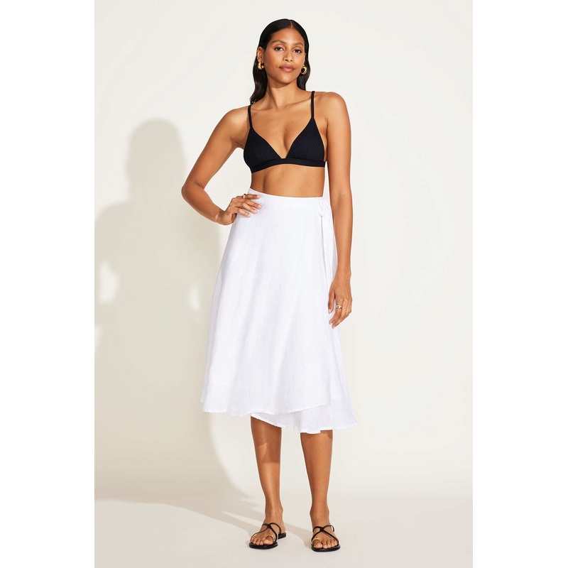 Lana Linen Wrap Skirt - White EcoLinen