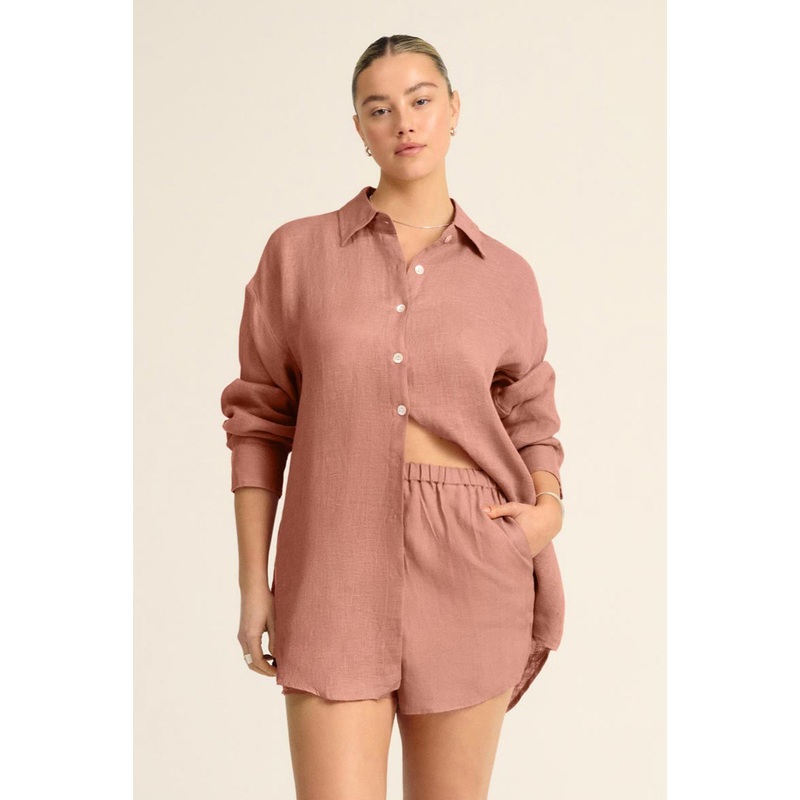 Playa Linen Boyfriend Shirt - Desert EcoLinen