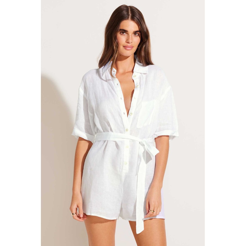 Playa Romper - White EcoLinen