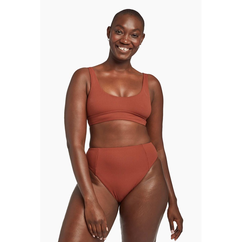 Sienna High Waist Bottom - Copper Brown EcoRib