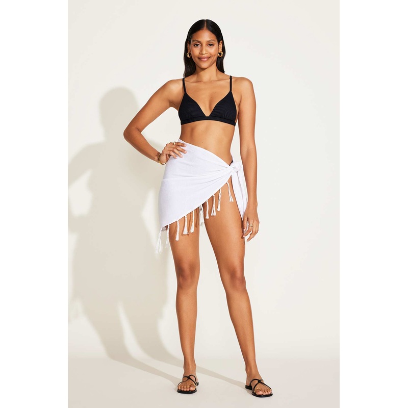 Sirena Sarong - White Crinkle Linen