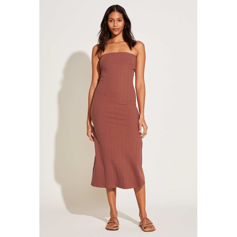 Strapless West Dress - Copper Brown Organic Rib