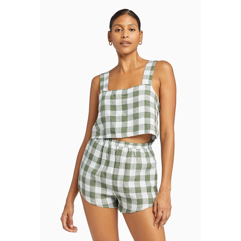 Tallows Linen Short - EcoLinen Agave Gingham
