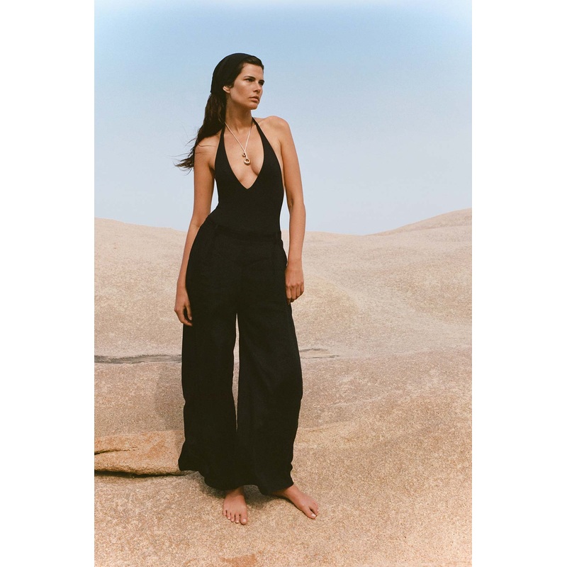 Tallows Linen Wide Leg Pant - Black EcoLinen