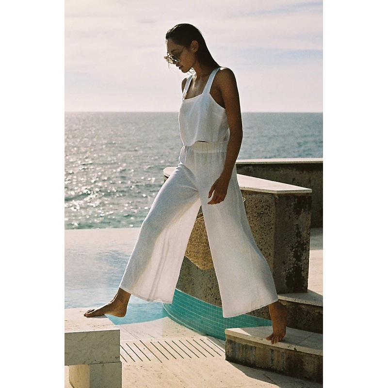 Tallows Linen Wide Leg Pant - White EcoLinen