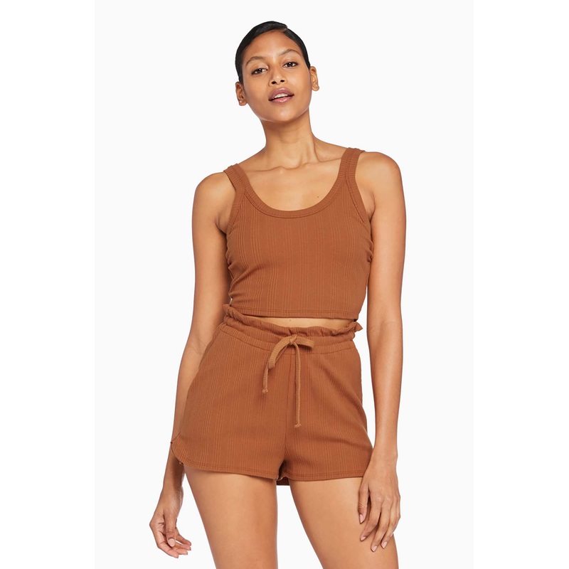 Thalia Organic Rib Shorts - Chai Organic Rib