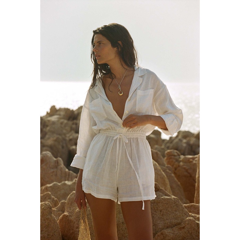 The Getaway Romper - White EcoLinen