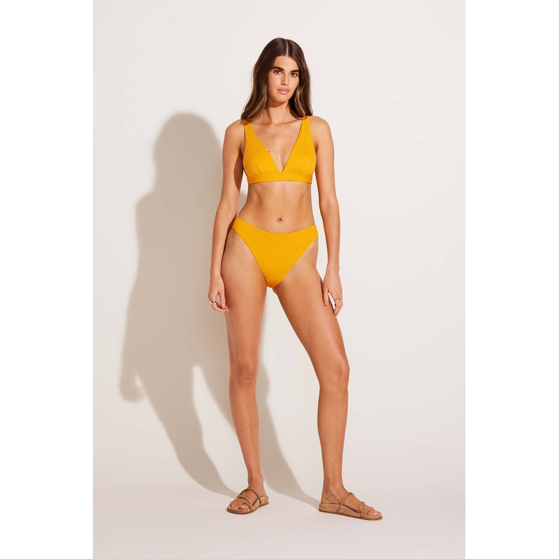 Cali High Leg Full Bottom - Sunflower Pucker Rib