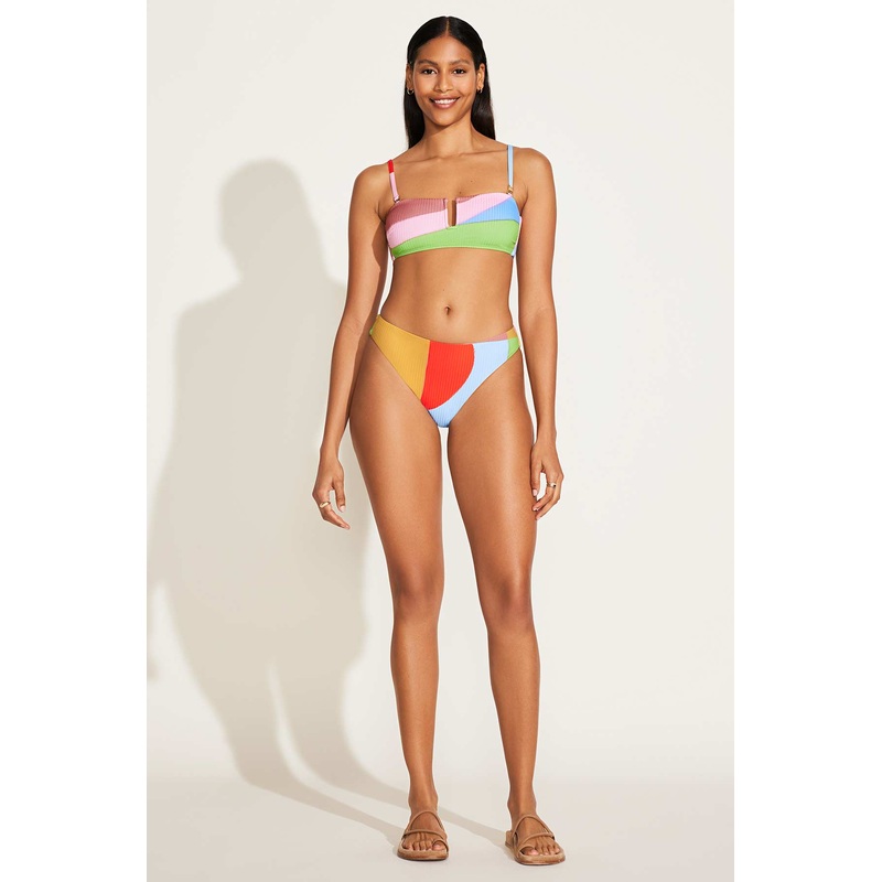 Cali High Leg Full Printed Bottom - Abstract Colorblock EcoRib BT