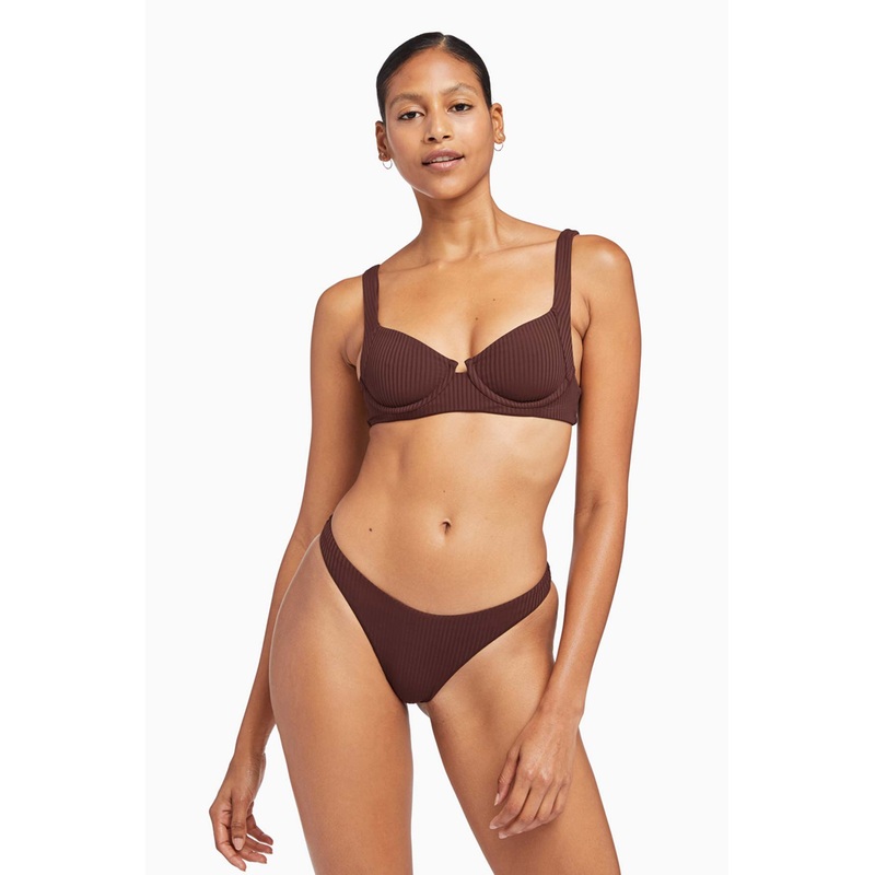 California High Leg Bottom - Chocolate EcoRib