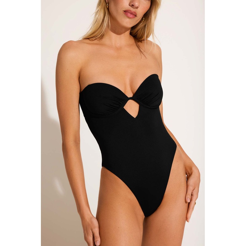 Mabel Underwire Bandeau One Piece - Black EcoLux