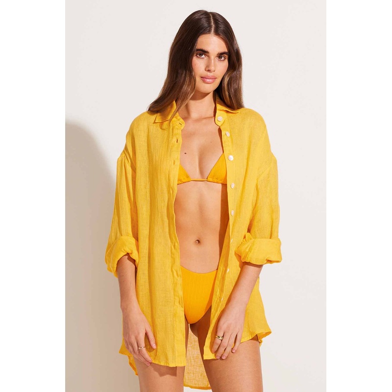 Playa Linen Boyfriend Shirt - Sunflower EcoLinen