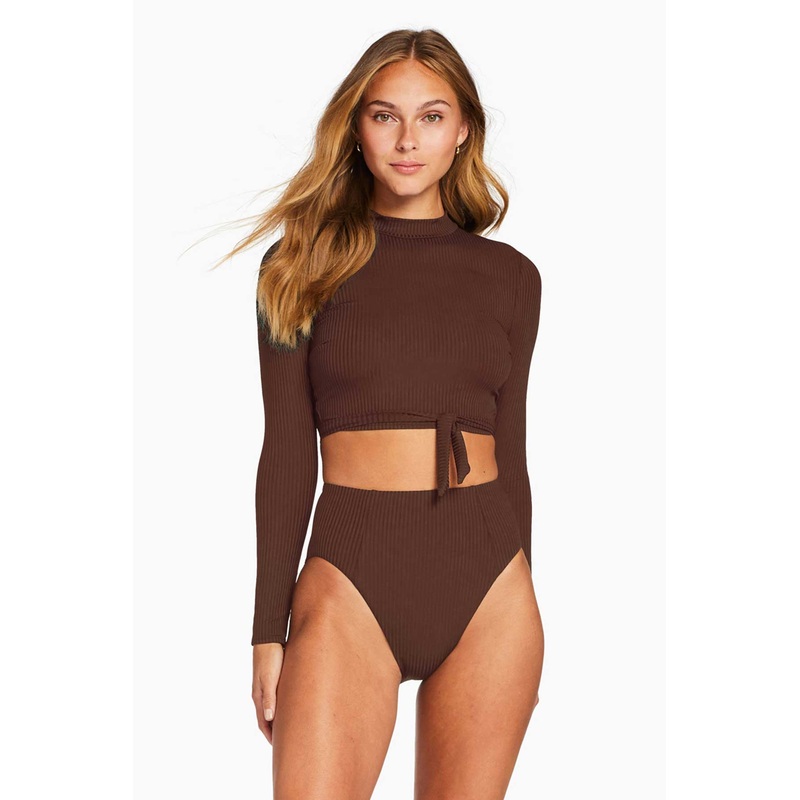 Sienna High Waist Full Cut Bottom - Chocolate EcoRib