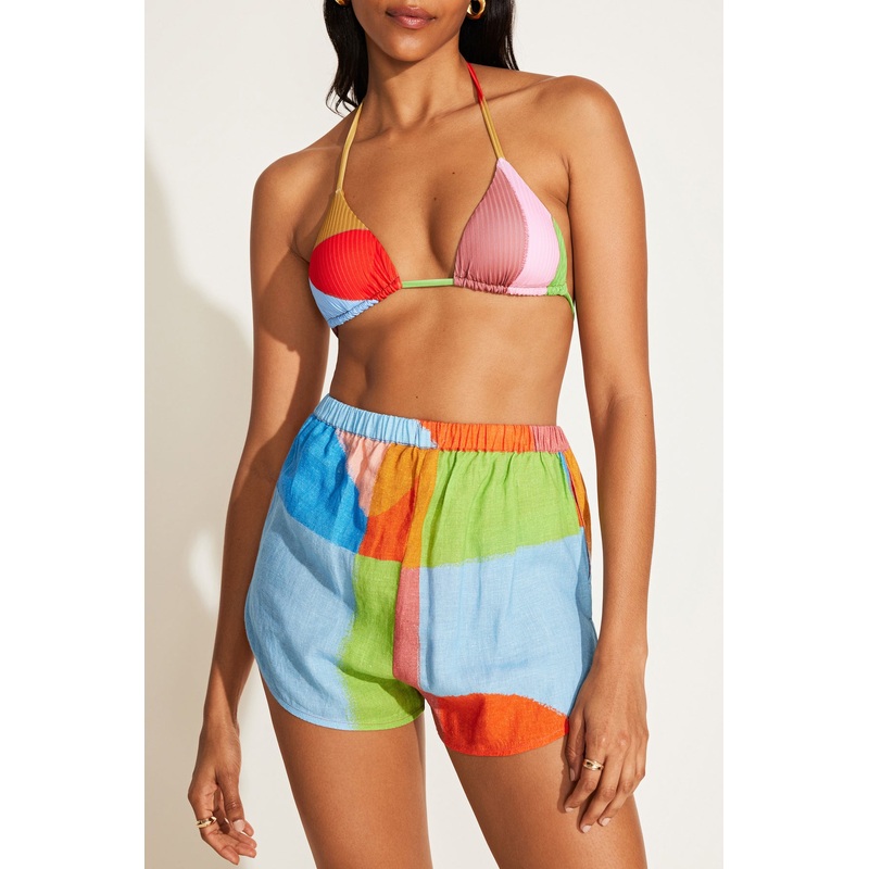 Tallows Linen Short - Abstract Colorblock EcoLinen