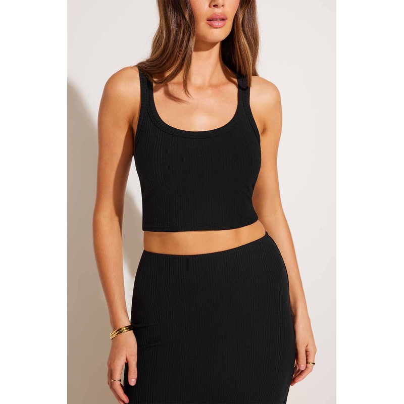 Thalia Crop Top - Black Organic Rib