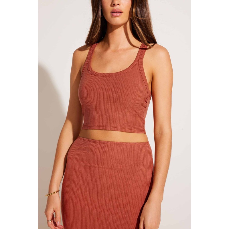 Thalia Crop Top - Terracotta Organic Rib