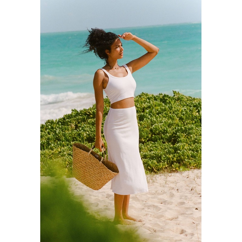 Thalia Skirt - White Organic Rib