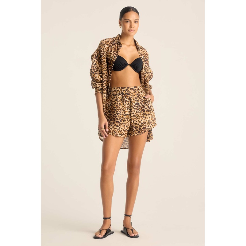 The Getaway Short - Lux Leopard EcoLinen