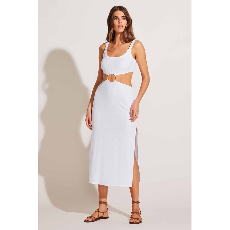 The Icon Cutout Dress - White Organic Rib