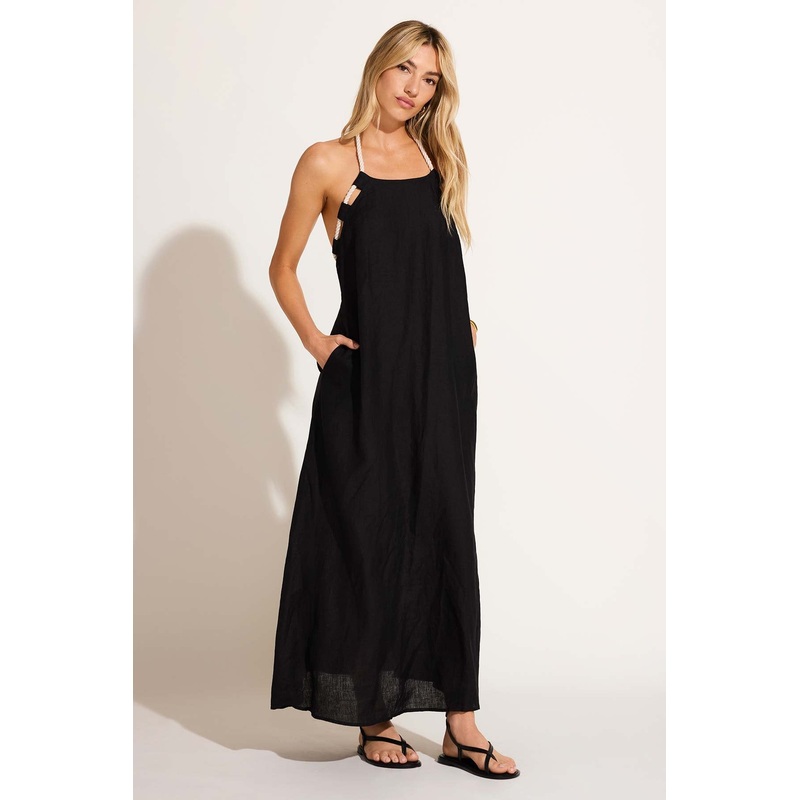 Avery Halter Dress - Black EcoLinen