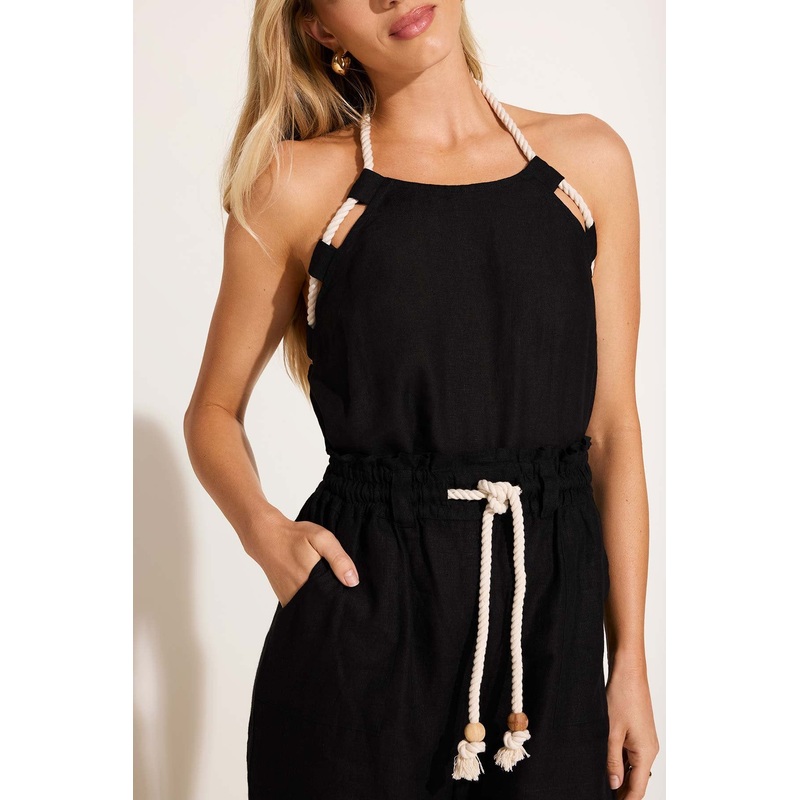 Avery Halter Top - Black EcoLinen