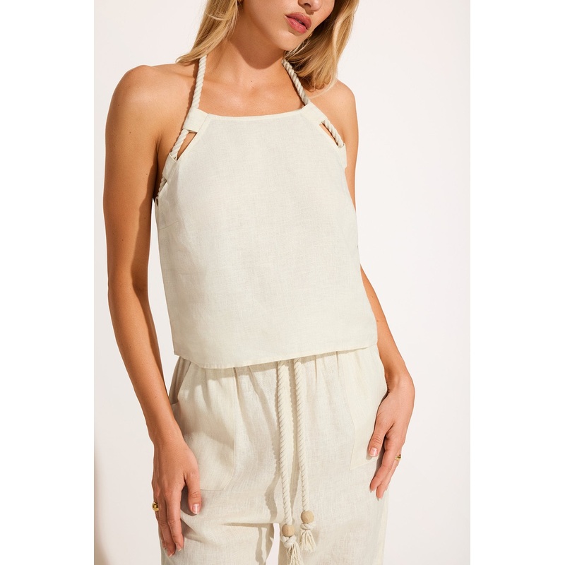 Avery Halter Top - Oatmeal EcoLinen