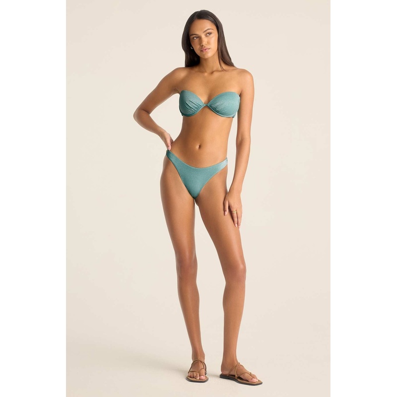 California High Leg Bottom - Aqua Metallic