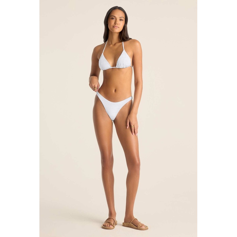 California High Leg Bottom - White Seersucker Stripe