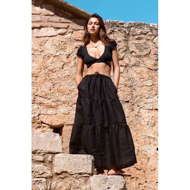 Canyon Skirt - Black EcoLinen