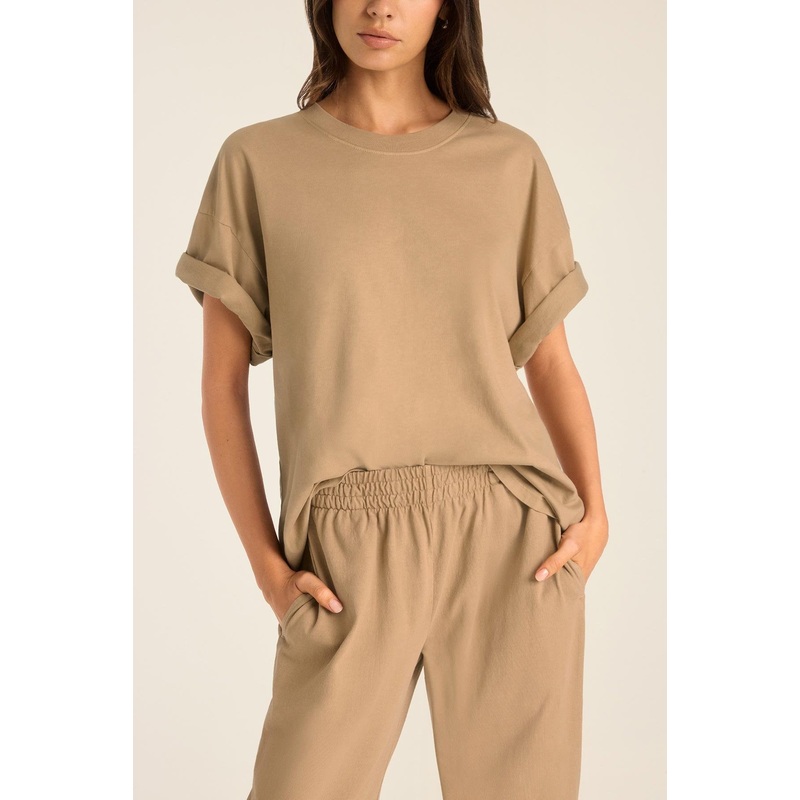 Coast Oversized Boyfriend Tee - Latte Cotton Jersey