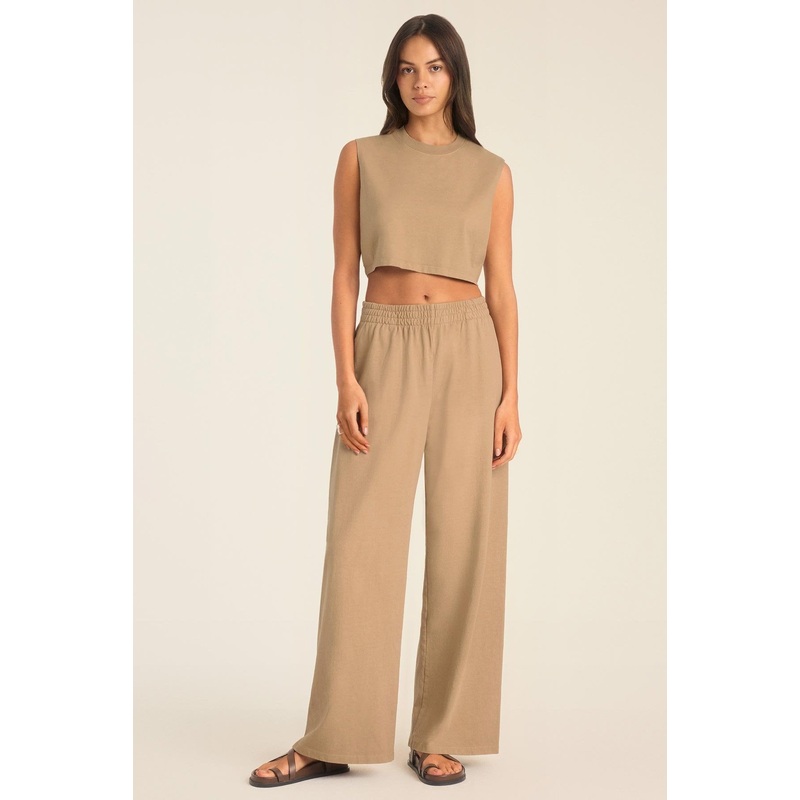 Coast Pant - Latte Cotton Jersey