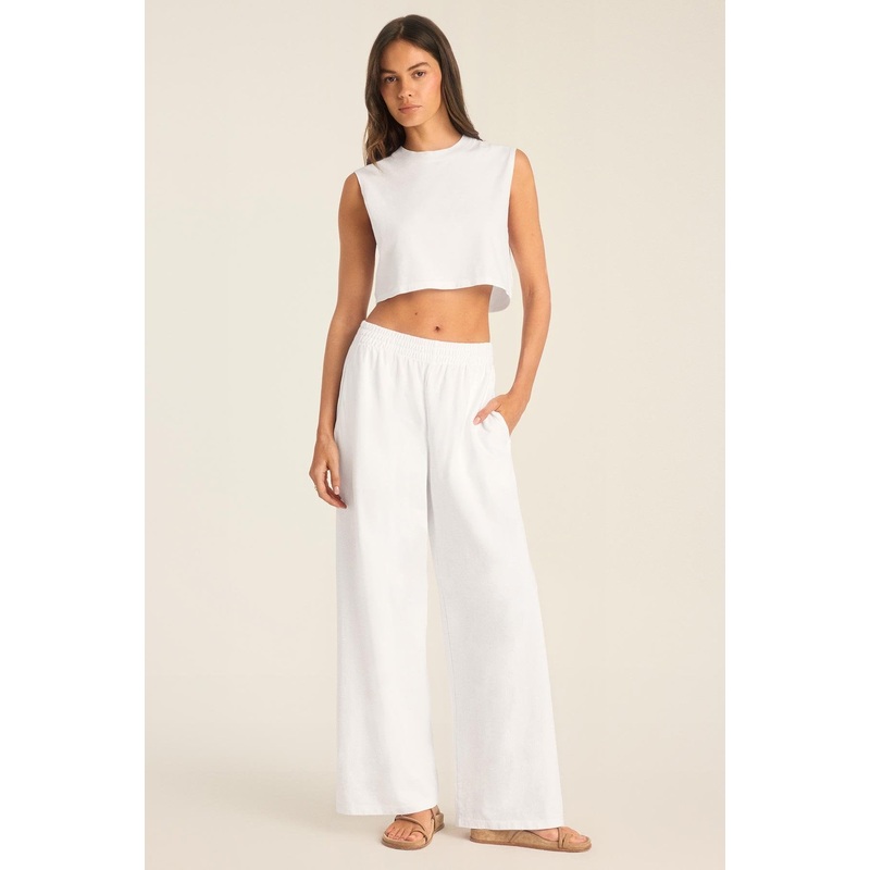 Coast Pant - White Cotton Jersey