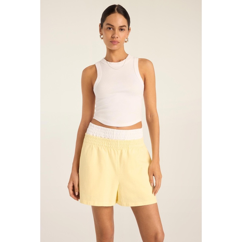Daybreak Essential Crop Tank - White Cotton Rib