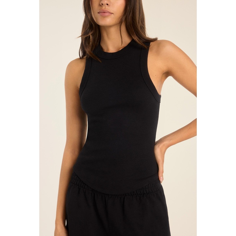 Daybreak Essential Tank - Black Cotton Rib