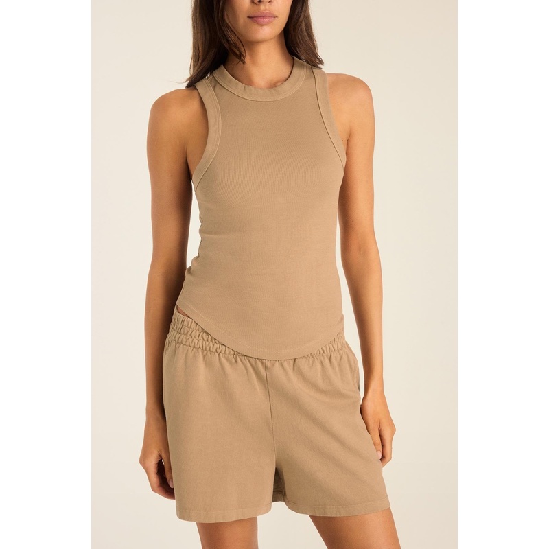 Daybreak Essential Tank - Latte Cotton Rib