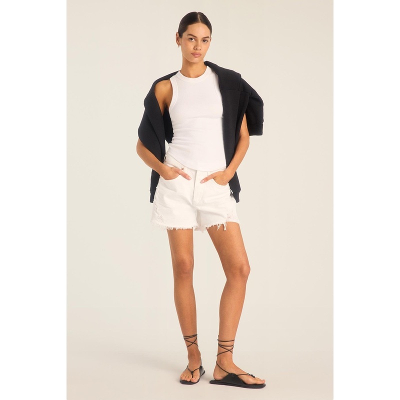 Daybreak Essential Tank - White Cotton Rib