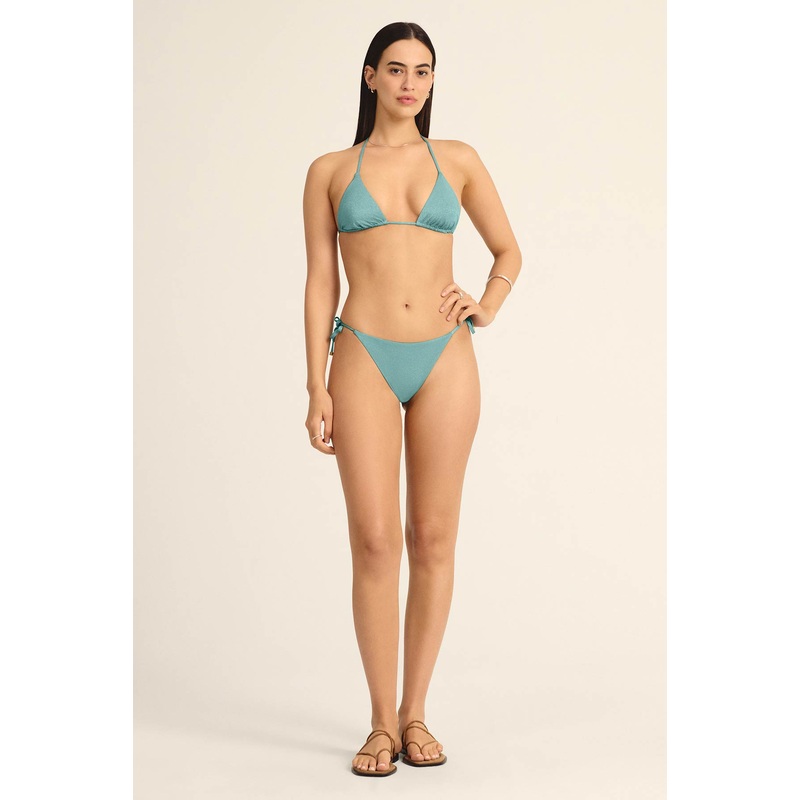 Elle Tie Side Bottom - Aqua Metallic