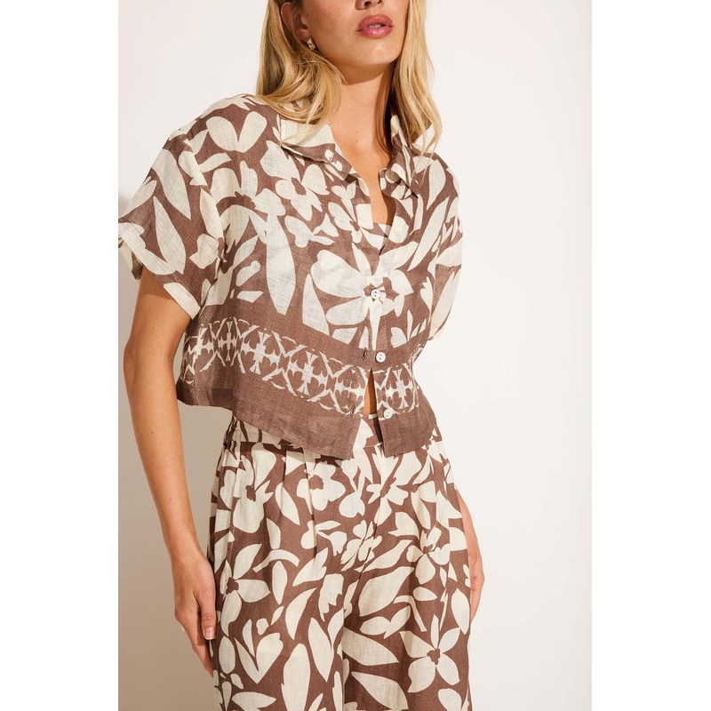 Hana Cropped Shirt - Desert Flower EcoLinen