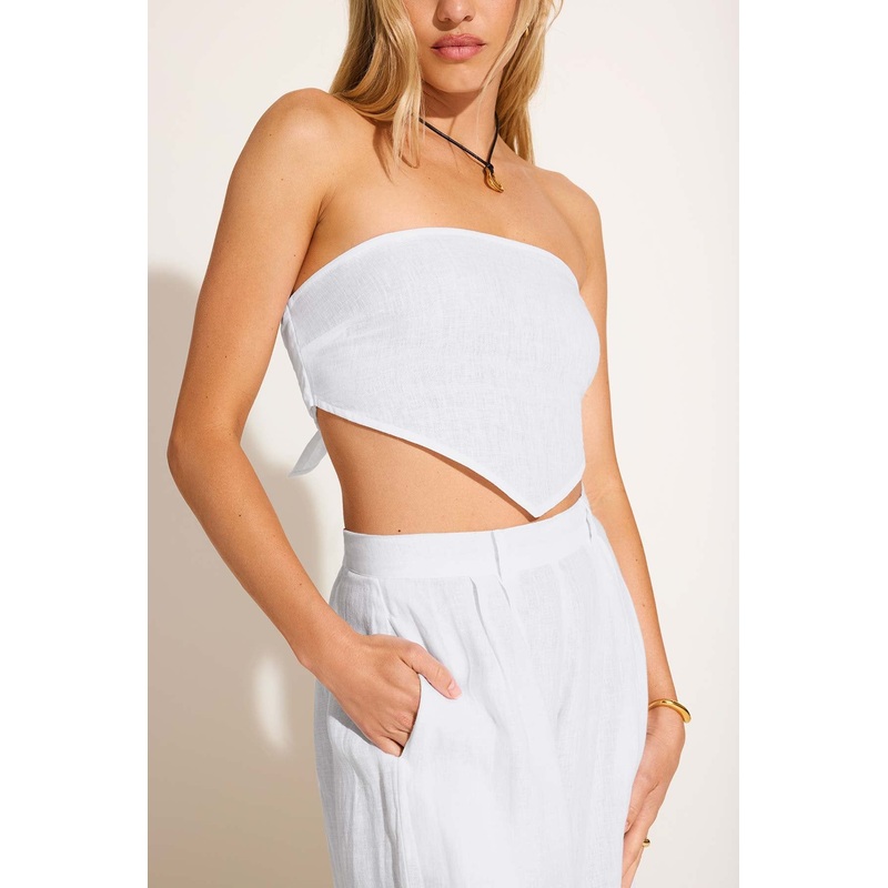 Joni Scarf Top - White EcoLinen