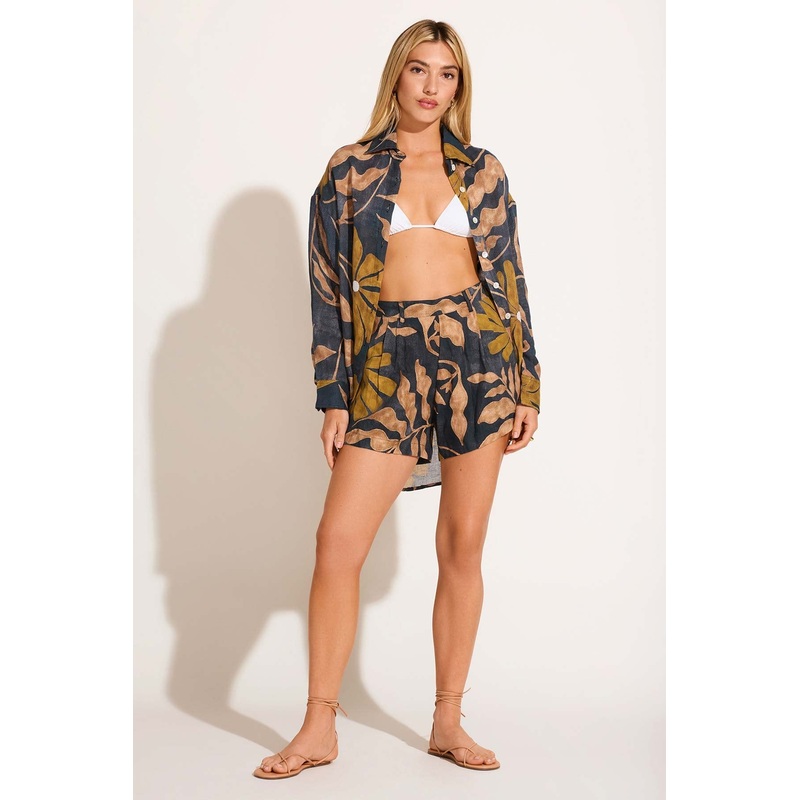 The Getaway Short - Kelp Flower EcoLinen