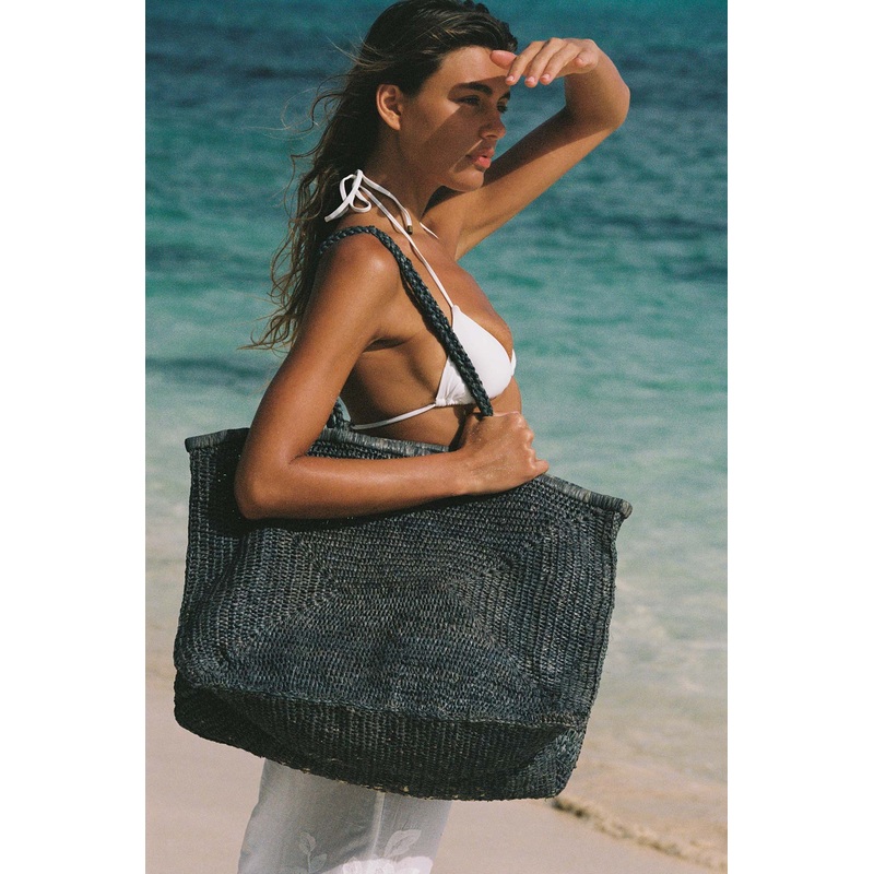 Amani Tote - Blue Raffia
