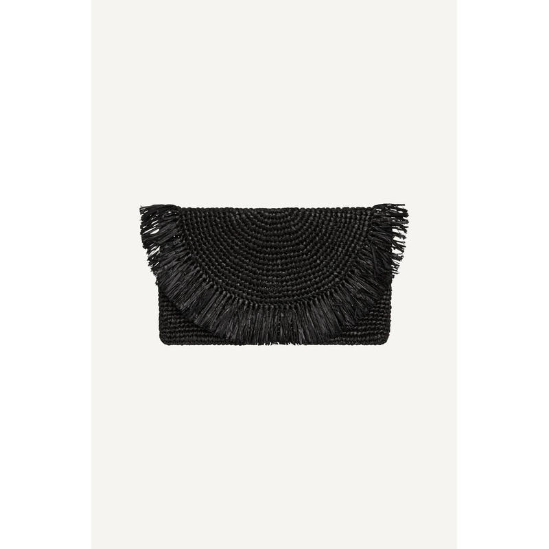 Palma Clutch - Black Raffia
