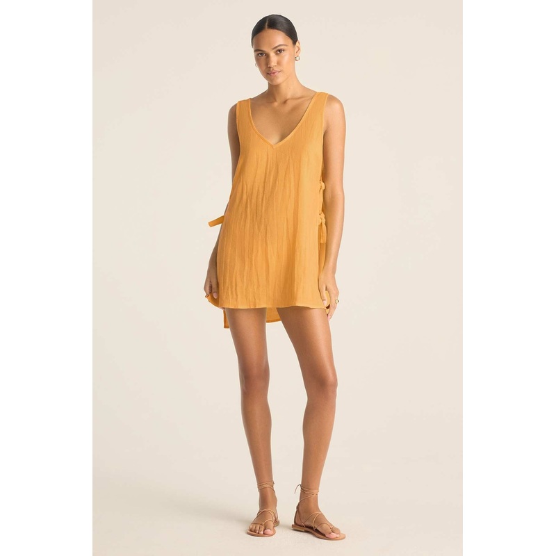 Riviera Mini Dress - Creamsicle Crinkle Linen